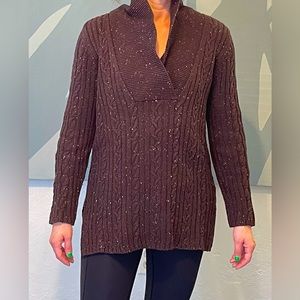 speckled brown sweater